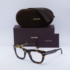 NEW Tom Ford FT5872-B 055 Coloured Havana/Clear Blue Light Block 48mm Eyeglasses