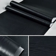 Black Thicken Contact Paper Wood Peel and Stick Wall Sticker Vinyl Waterproof Se