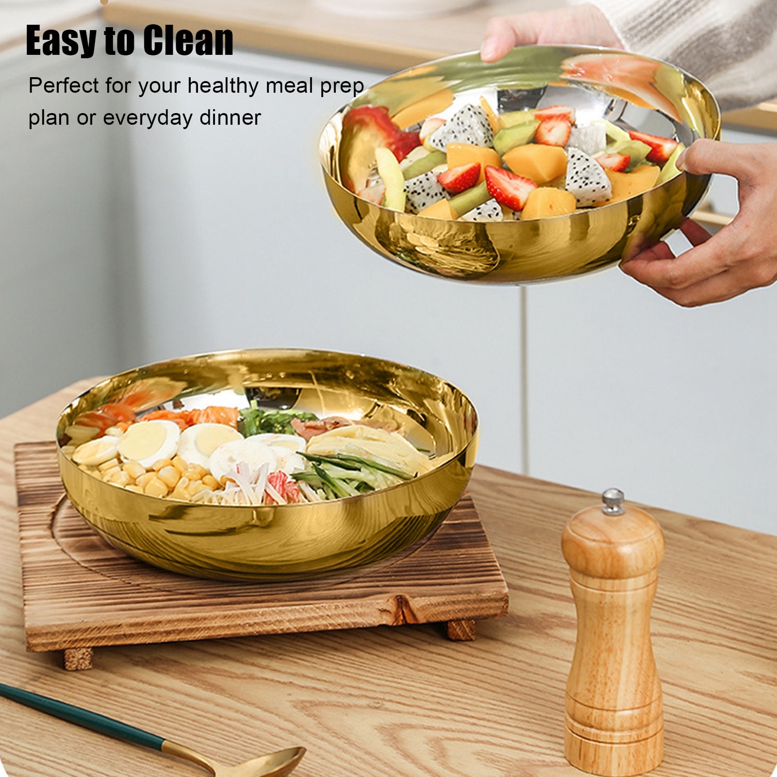 .Mixing Bowl Thickened Rust Proof 304 Stainless Steel Serving Bowl For Salad