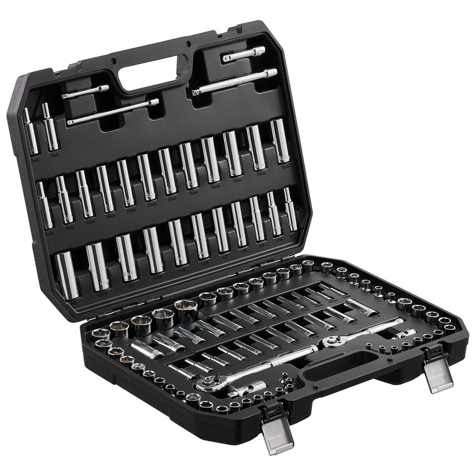 Socket Raset Tools Set 106 Pcs Socket Set 1/4in 3/8in Drive Socket and Ratchet Set 6-Point ...