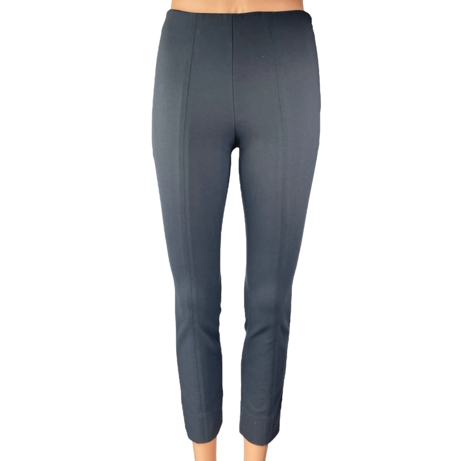 Vince Women's Blue Gray High Waist Pleated Skinny Trousers Leggings Pants Sz XS