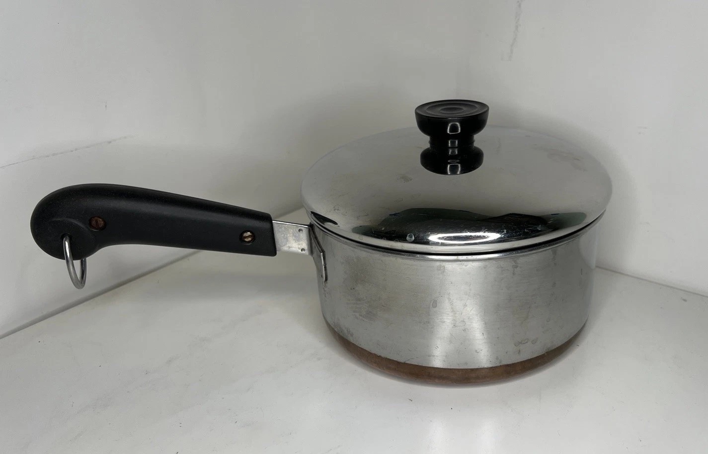 Vintage Pre-68 Revere Ware Copper Clad Stainless Pot w/Lid 2 Qt Clinton, Ill