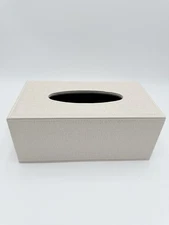 Faux Leather Tissue Box Cover Rectangle,Stylish Modern Rectangular Beige