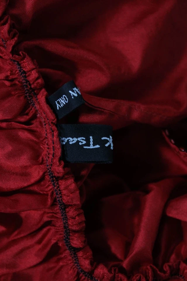 Richard K Tsao Mujer Seda Adornada Volantes Darra Bufanda Roja Talla Única Foto 4 de 4