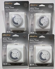 4 Pack GE UltraPro Indoor Plug-in Basic Timer Lighting Control Switch New Sealed