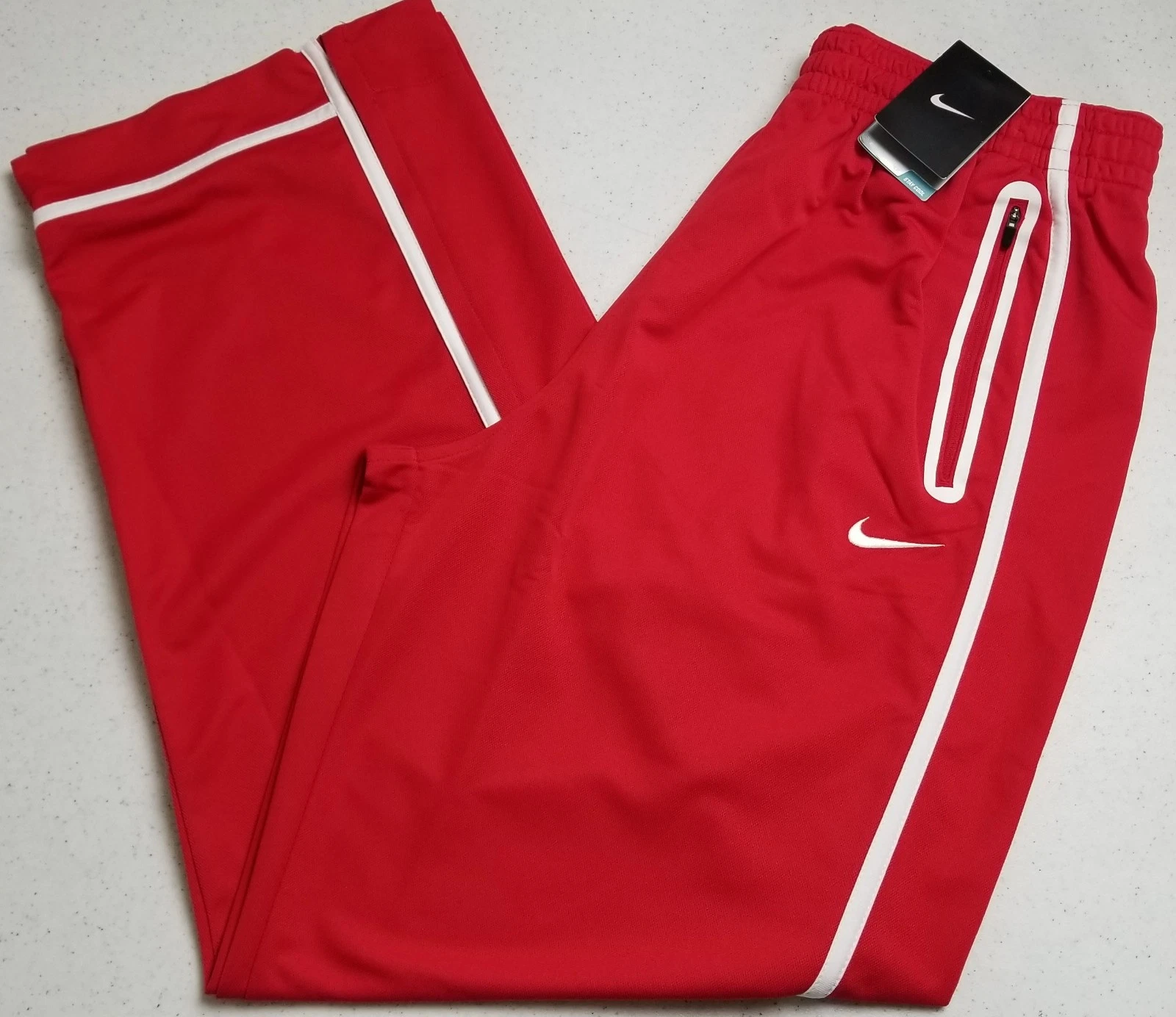 NIKE BB10 DRI-FIT BASKETBALL WARM UP PANTS RED WHITE NEW 418638-658 (SIZE XL)
