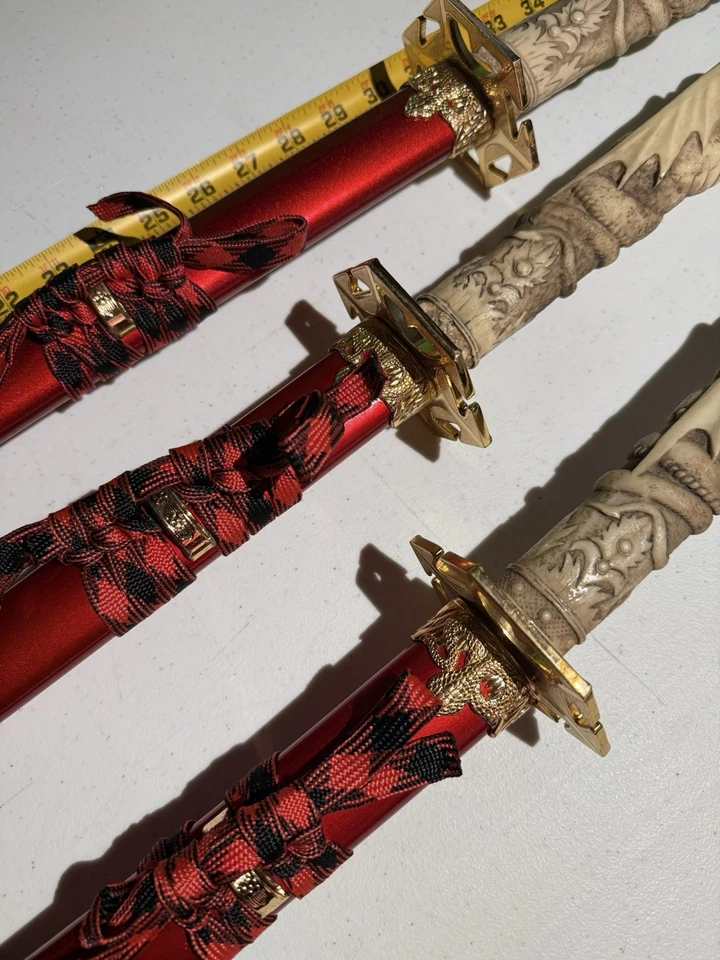 Demon Handle Full Tang Decorative Katana Sword Set with Sheath 3 Piece - Image 3 of 4