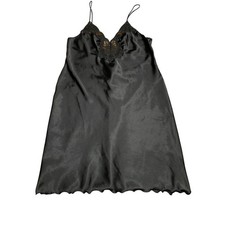 Vintage Lingerie Intimates Slip Dress Night dress Satin Romantic Slippery Black