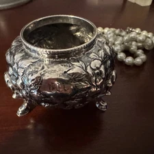 Silver 91.67% Salt Dish Antique S Kirk & Sons Baltimore 1846-1886 Repousse