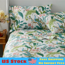 Rifle Paper Co. Peacock Classic Smooth Sateen Bed Sheet Set - Cream