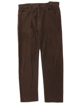 Marks & Spencer Mens Straight Casual Trousers W36 L33 Khaki Cotton ED23