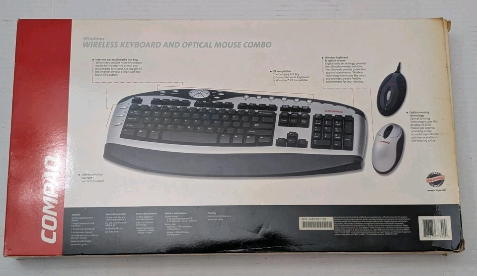 Compaq Windows Wireless Keyboard & Optical Mouse Model CPQ165KB - Image 3 of 4