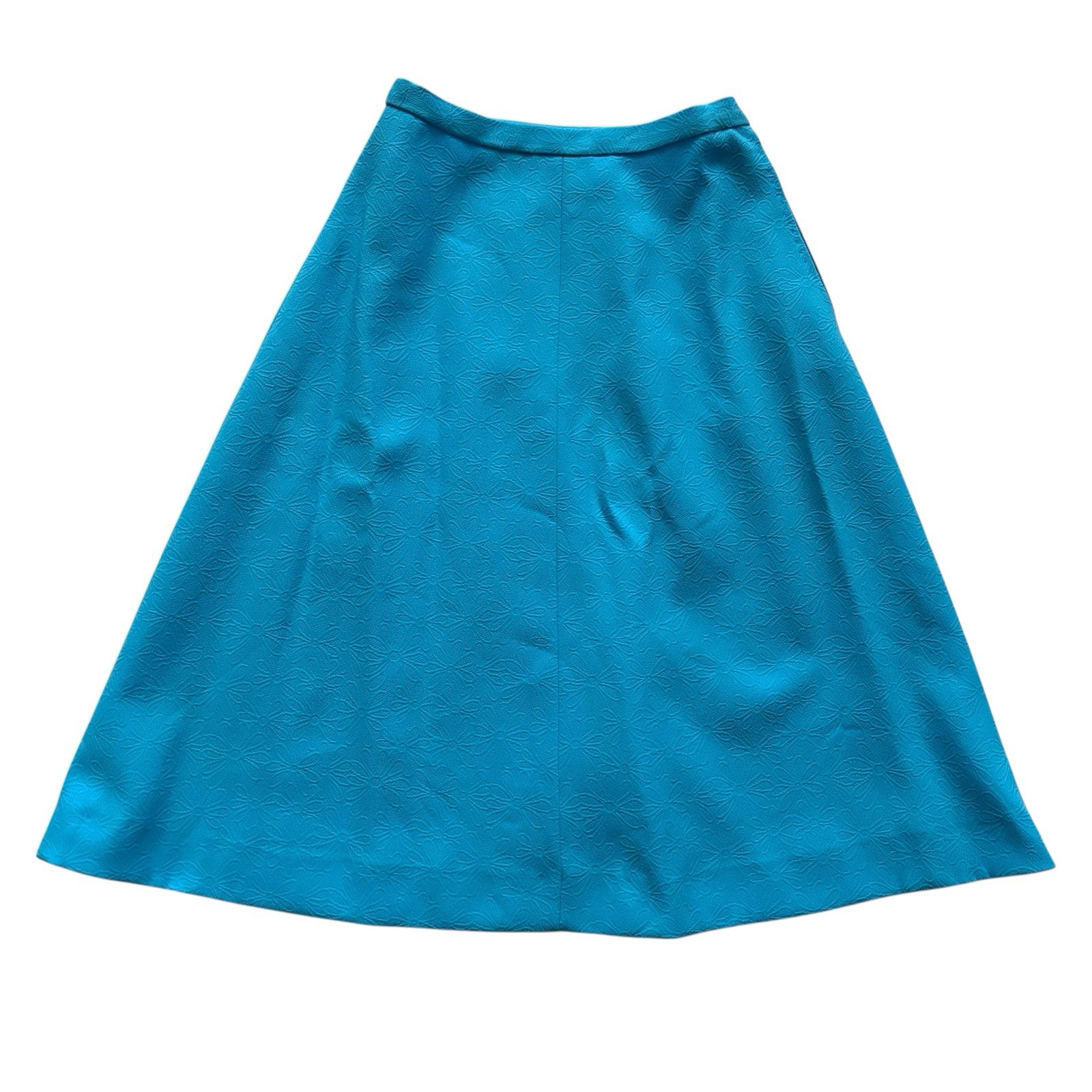 Vintage Skirt 70s Pale Blue Floral Patterned Calf Length Retro Boho 6 image 2