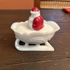 Vintage Christmas Westmoreland Milk Glass Santa On Sleigh Hand Painted