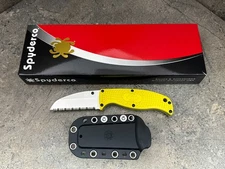 Spyderco Enuff Salt Fixed Blade Knife Yellow Handle FB31SYL Corrosion Resistant