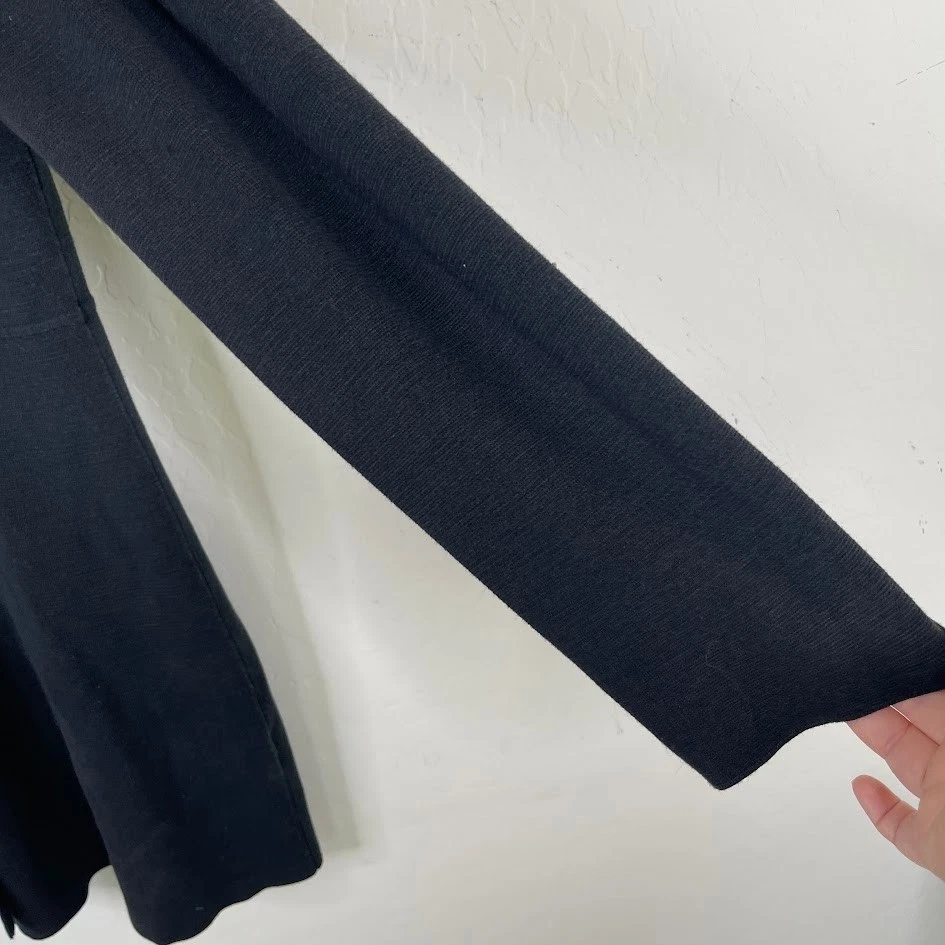 Eileen Fisher Heavy Knit Silk Button Up Cardigan Jacket Black Capsule Size Large - Image 4 of 4