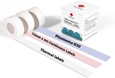 Continuous Label Maker Tape 15mm x 6m 3 Rolls Purple Pink White - For Phomemo