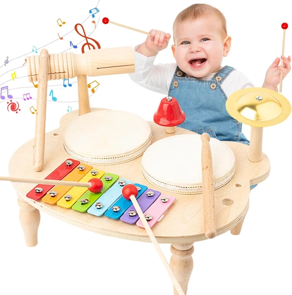 Ucamp Schlagzeug 10-In-1 Musikinstrumente FüR Kinder Ab 1-3 Jahre Mit Xylophon,-image