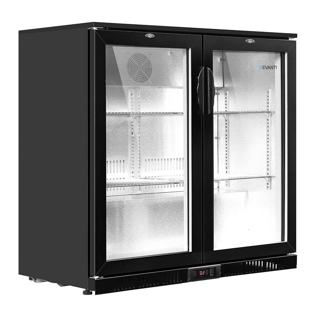 NNEDSZ Bar Fridge 2 Glass Door Commercial Display Freeer Drink Beverage Cooler B
