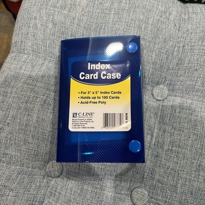 NEW C-Line Index Card Case - Holds 100 3 x 5 Cards - Acid Free Poly - Blue