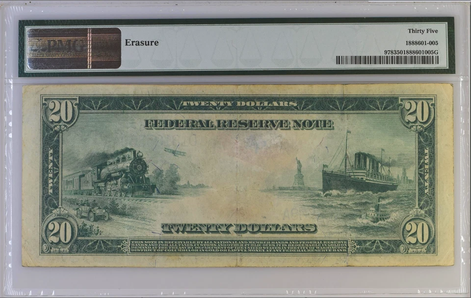  Fr #978 1914 $20 FRN  New York, PMG 35 4-D Choice Very Fine, BURKE/HOUSTON - Image 2 of 4
