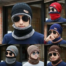 Winter Beanie Hat Scarf Set Fleece Warm Balaclava Snow Tactical Cap Men Women