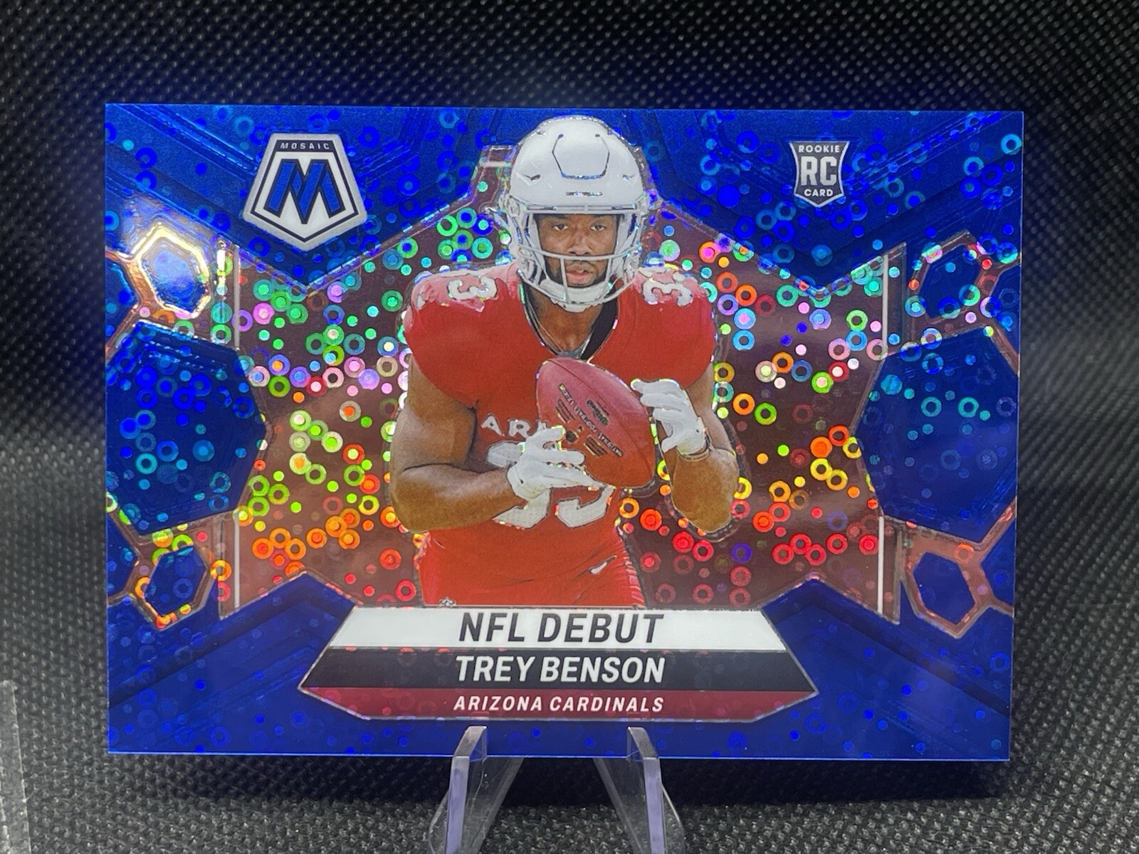 2024 Panini Mosaic Trey Benson NFL Debut No Huddle Disco Blue RC Rookie 277 /75