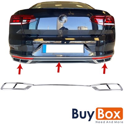 3 TLG Auspuff Attrappen Blenden Edelstahl Chrom  für VW Passat B8 (ab 2019)