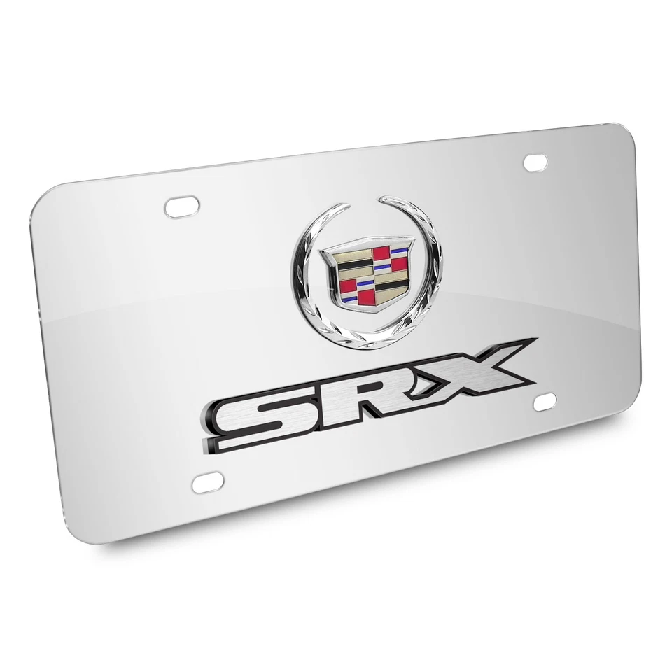 Placa de matrícula Cadillac SRX doble logotipo 3d cromo acero inoxidable Foto 2 de 3