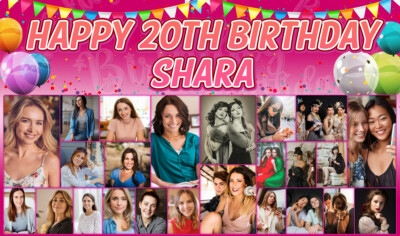 Personalised Happy Birthday Backdrop Background Banner Black And - View #4