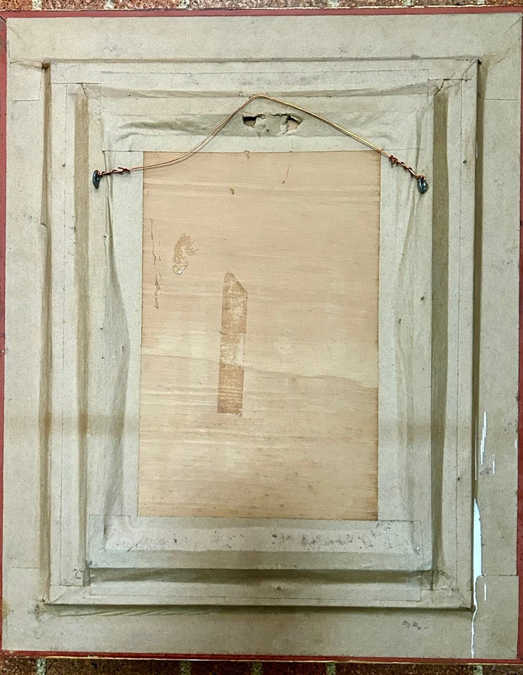 Оригинальная подписанная картина маслом на холсте ангел играет на арфе 16 x 19 дюймов с рамой - Изображение 3 из 4