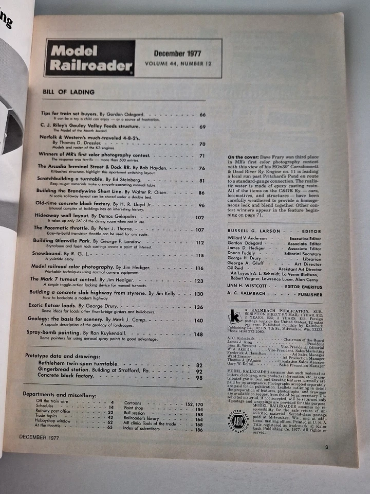 Model Railroader Magazine December 1977 - Image 2 of 2