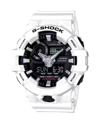 Casio G-SHOCK GA700-7A Men's XL Ana-Digi 3D Super Illuminator White Black Watch