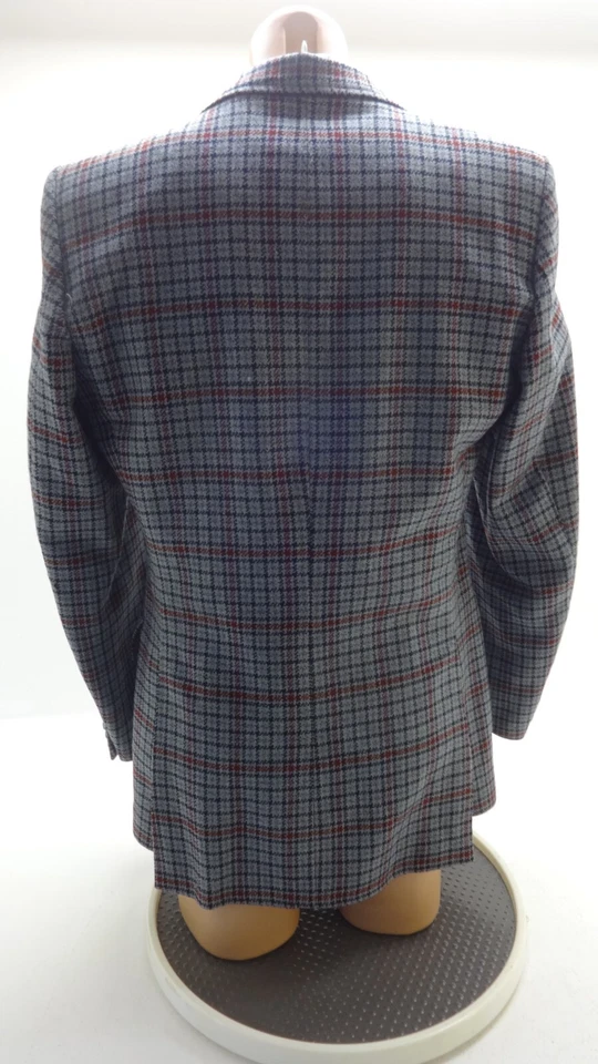 Burton Vintage para Hombre Gris Azul Marino Burdeos Lana Tweed Chaqueta 40L - Imagen 4 de 4