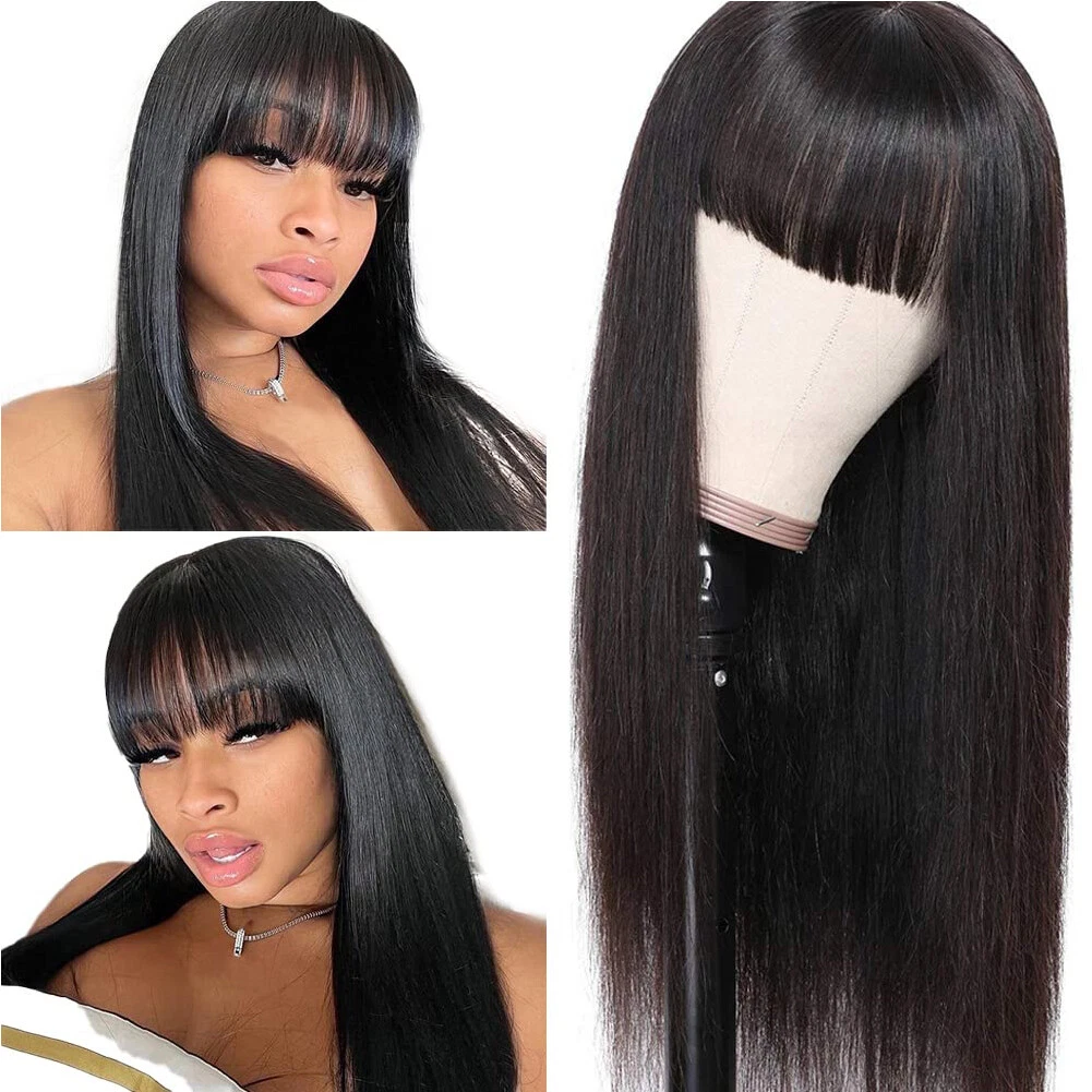 Lace front wigs with bangs deals