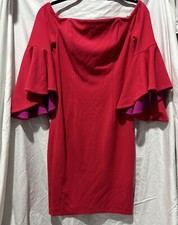 Calvin Klein Hot Pink/ Purple Cocktail Dress With Flowy Sleeves Women Size 4