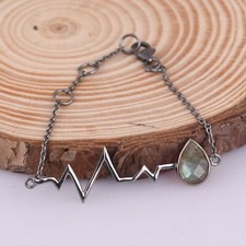 Handmade Heart Beat Bracelet With Labradorite Gemstone Couples Bracelet