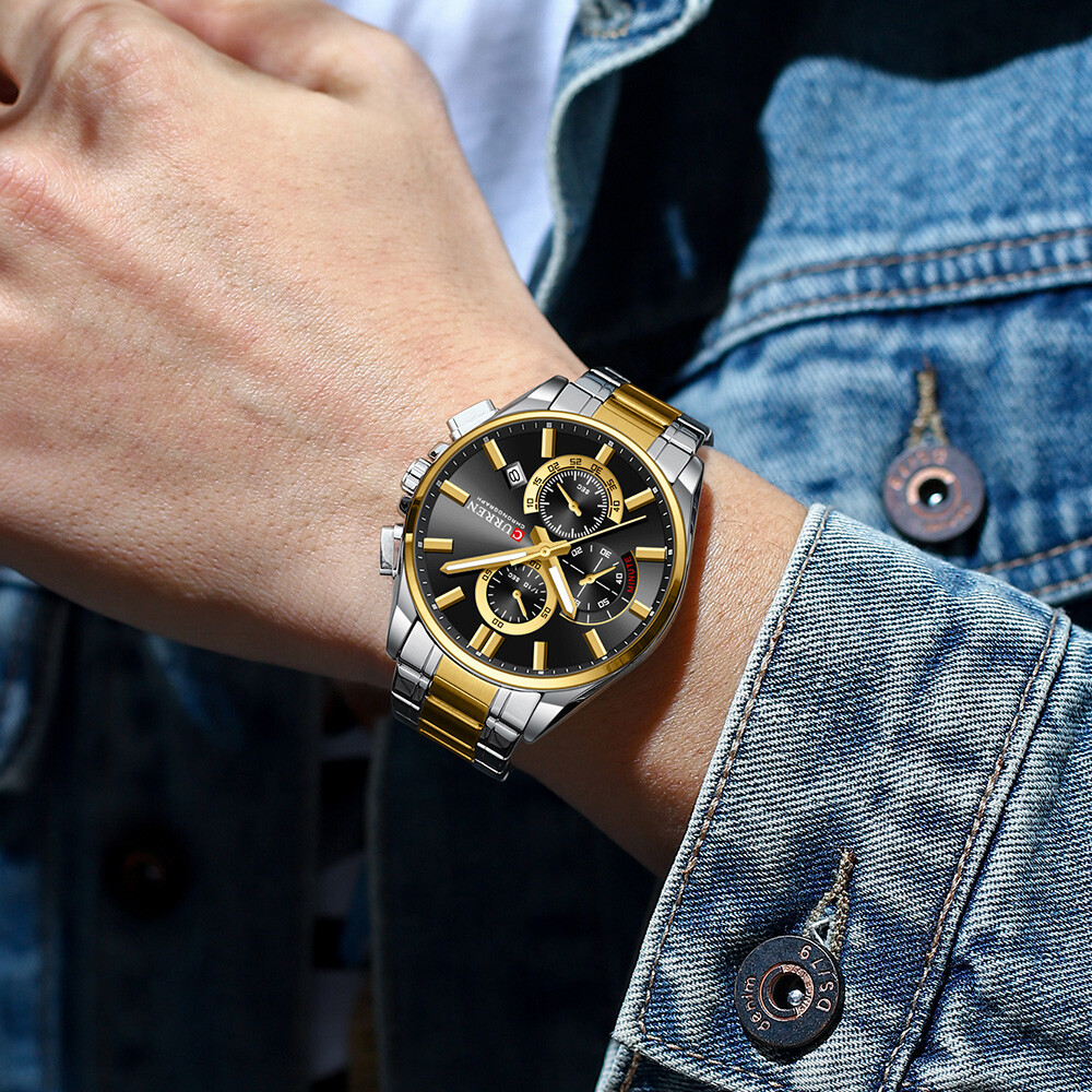 【美品】腕時計 メンズ CURREN CURREN Men Watches Stainless Steel Wristwatch Male