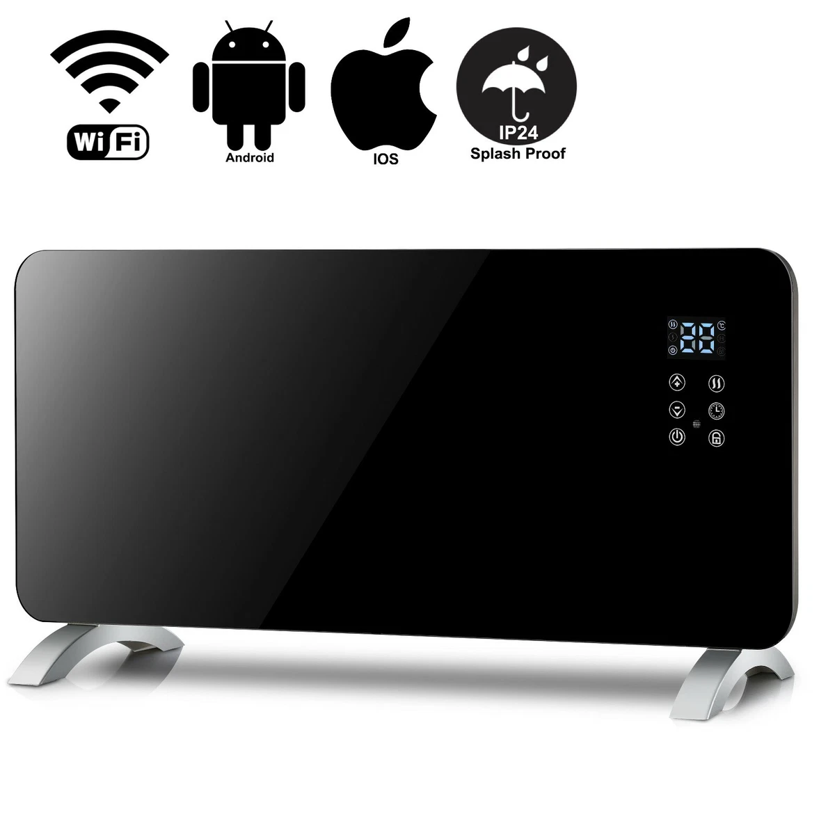 Smart WIFI App Control 2000W Black Glass Electric Radiator / Wall Panel  Heater | eBay