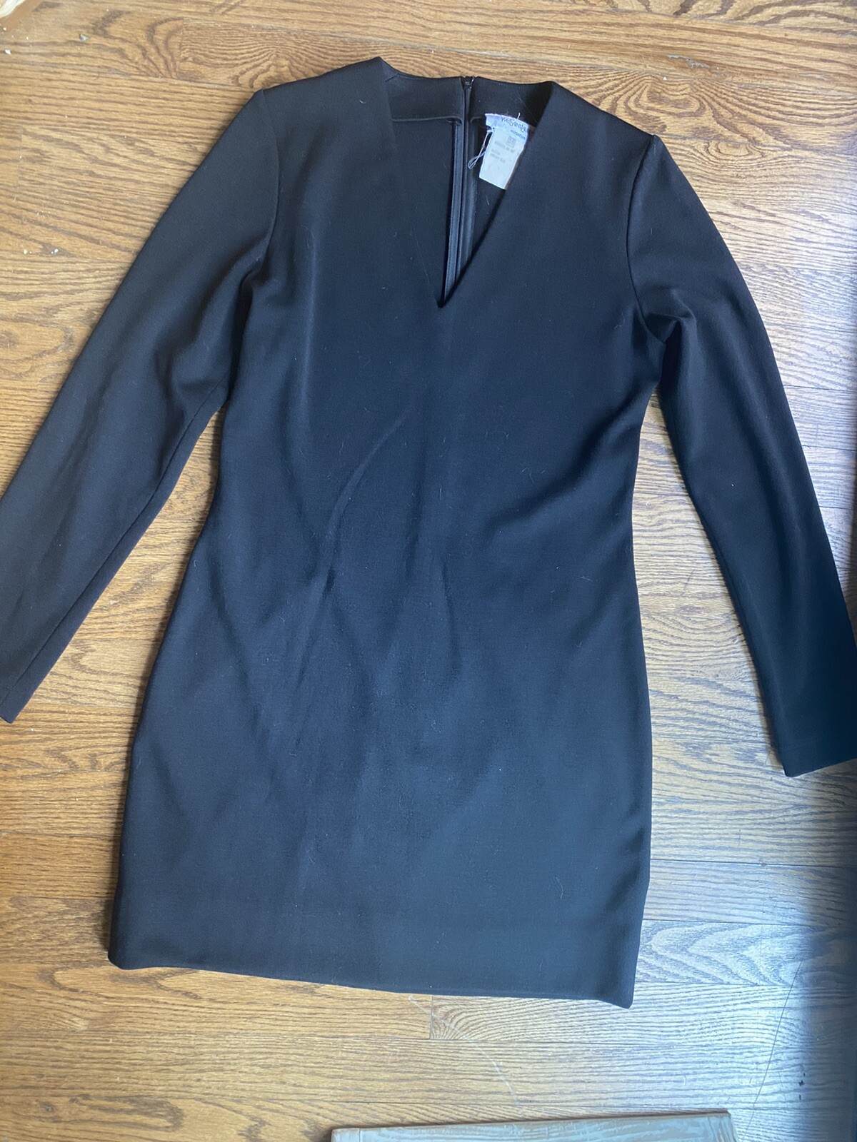 Abito a turni YVES SAINT LAURENT VARIATION vintage taglia 8 nero lana vergine collo a V