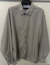 Button Up Shirt Mens Ben Sherman 17 Grey Check Long Sleeve Cotton XL Blue Cuffs
