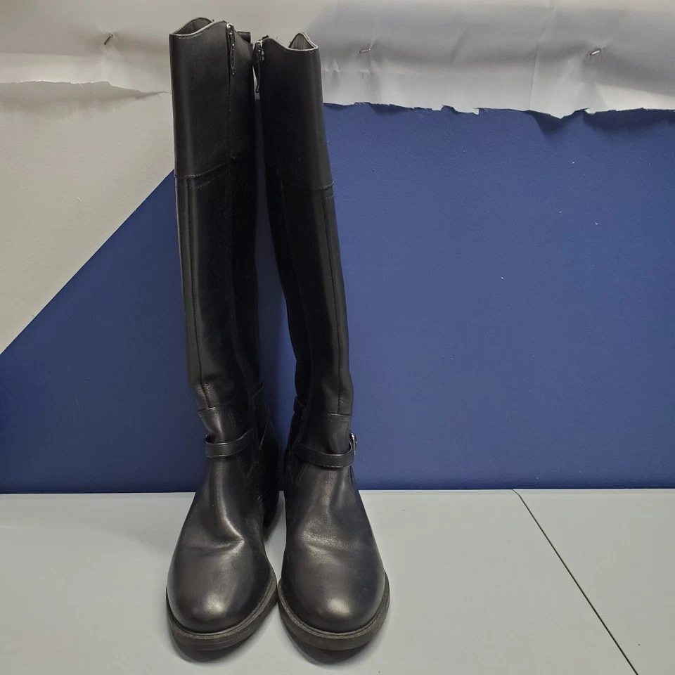 Botas Easy Spirit Tau para mujer talla 6 cuero negro punta redonda hasta la rodilla cremallera lateral Foto 2 de 4