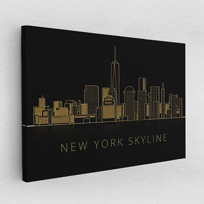 Leinwandbild Poster Acryl Glas Pop-Art New York Wandkunst Poster Skyline Gemälde - Bild 1 von 4