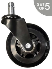 Rollerblade Style Wheels | Office Chair Soft Casters | Hard Floors | Set of 5