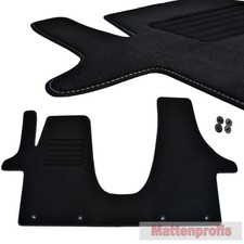 Premium Velour Fußmatten für VW T5 Caravelle Doppelsitzbank vorn ab Bj.2003 - sw
