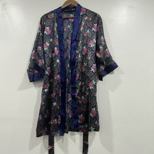 Victoria s Secret Gold Label Blue Floral Kimono Robe Size S