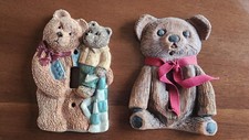 Lot of two Vintage Teddy Bear Wall Covers Nursery/Play Room Light Switch Covers