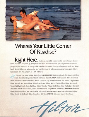 HILTON HOTELS Vacation Stay Hospitality Ad ~ 1997  Magazine Advertising Print