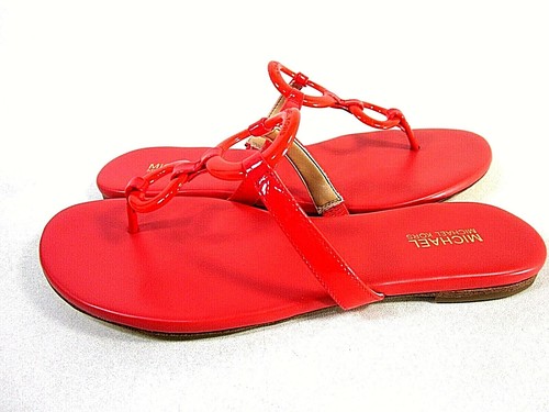 Patente De Mujer Michael Kors Claudia Sandalia Plana Rosa Tamaño 6.5  Mediano Nuevo En Caja | eBay