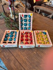 45 Vintage Glass 1 3/4โ and Tree Ornaments KMART Original Boxes Made In USA